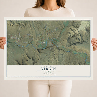 Map of Virgin, Utah, 18 x 24 inch unframed archival matte print