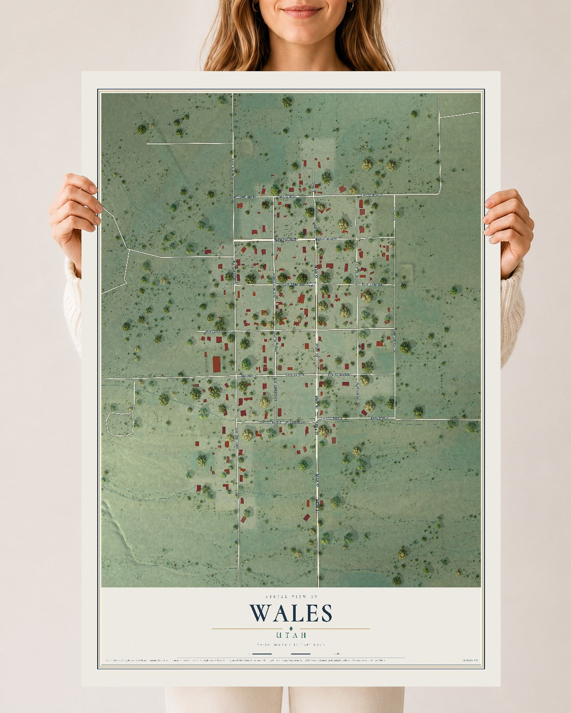 Map of Wales, Utah, 24 x 36 inch unframed archival matte print