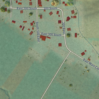 Second close-up of the map of Wallsburg, Utah print showing more streets and buildings