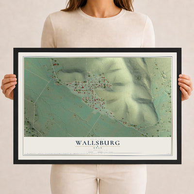 Map of Wallsburg, Utah, 12 x 18 inch print in a black wood frame