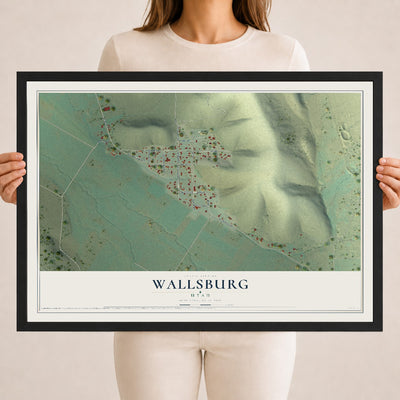 Map of Wallsburg, Utah, 18 x 24 inch print in a black wood frame