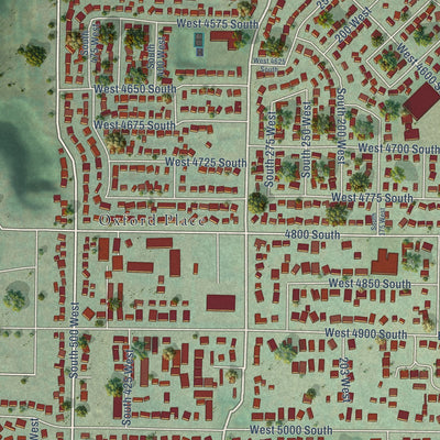 Second close-up of the map of Washington Terrace, Utah print showing more streets and buildings