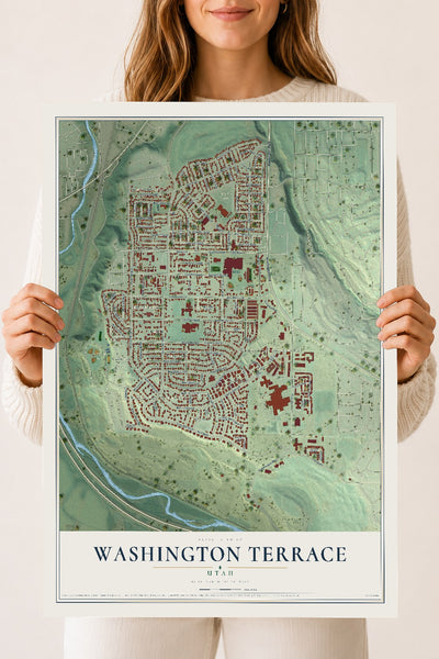 Map of Washington Terrace, Utah, 18 x 24 inch unframed archival matte print