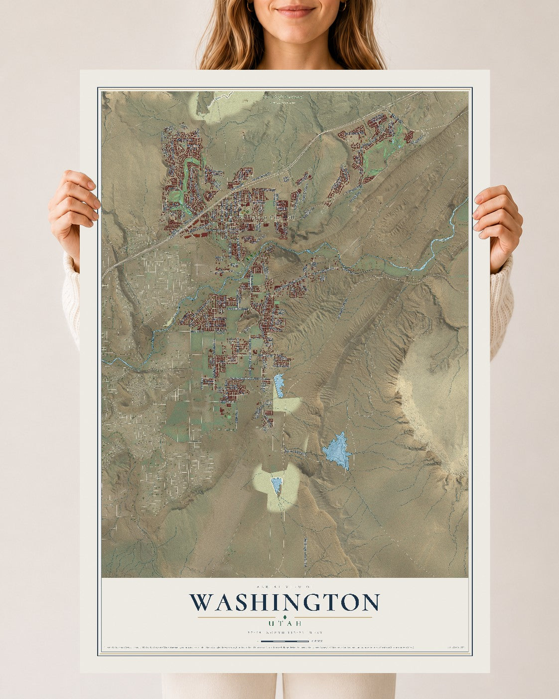 Map of Washington, Utah, 24 x 36 inch unframed archival matte print