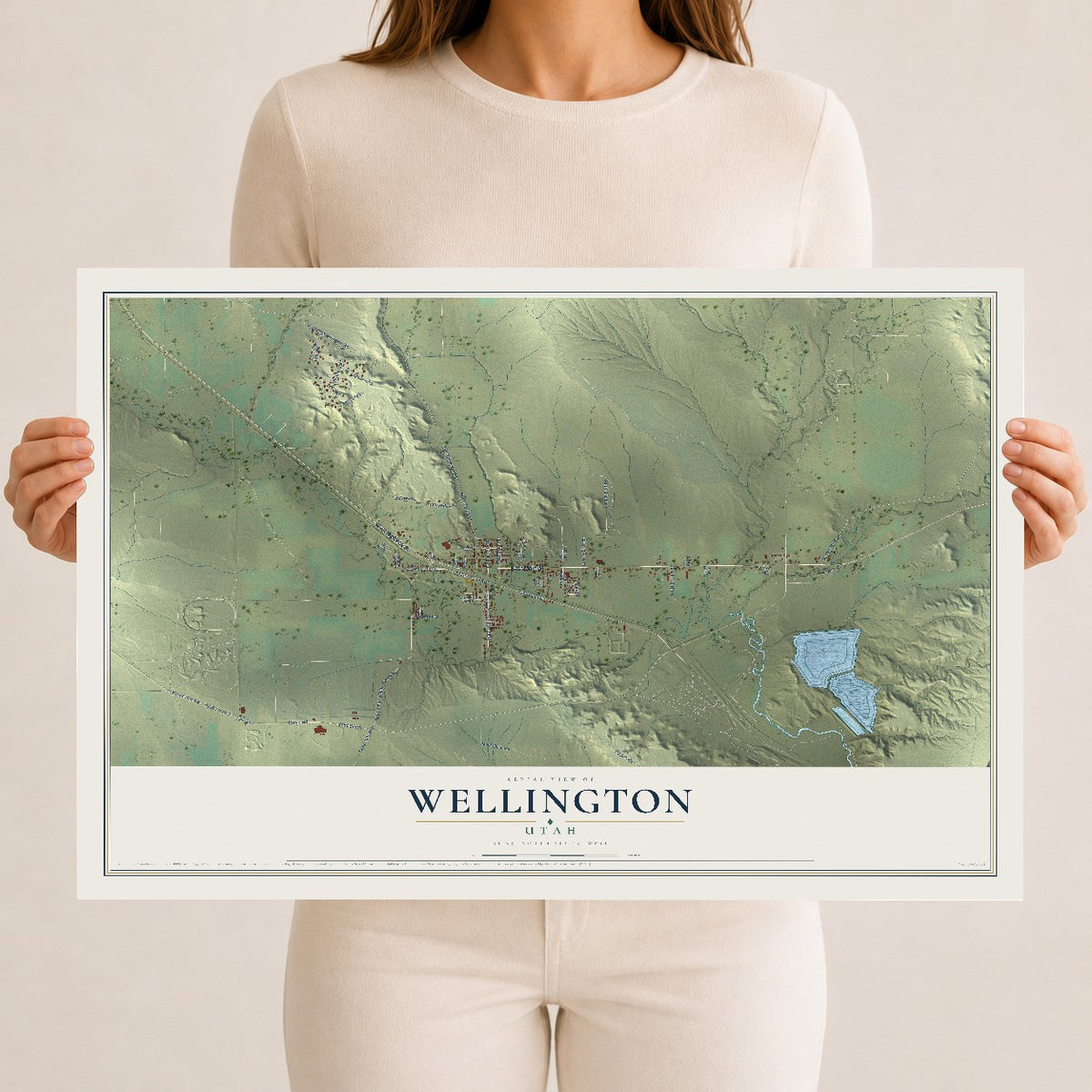 Map of Wellington, Utah, 12 x 18 inch unframed archival matte print