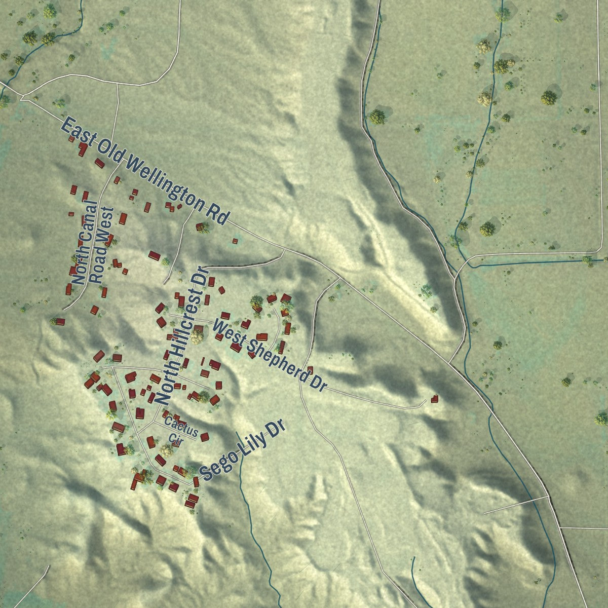 Second close-up of the map of Wellington, Utah print showing more streets and buildings
