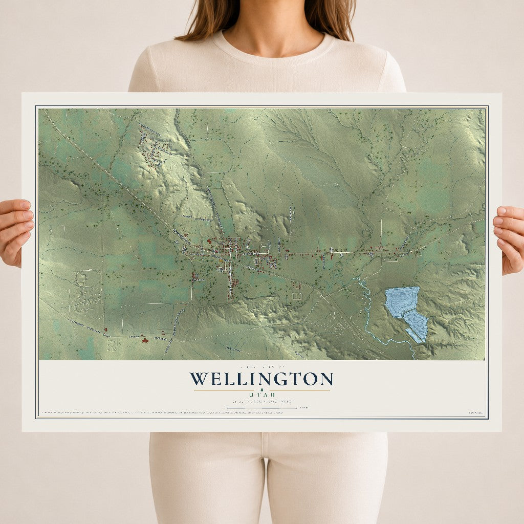 Map of Wellington, Utah, 18 x 24 inch unframed archival matte print