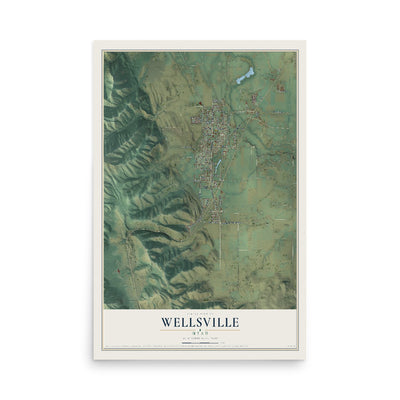 Map of Wellsville, Utah, 12 x 18 inch unframed archival matte print