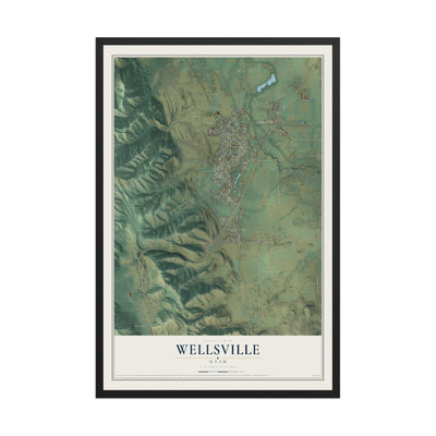 Map of Wellsville, Utah, 12 x 18 inch print in a black wood frame