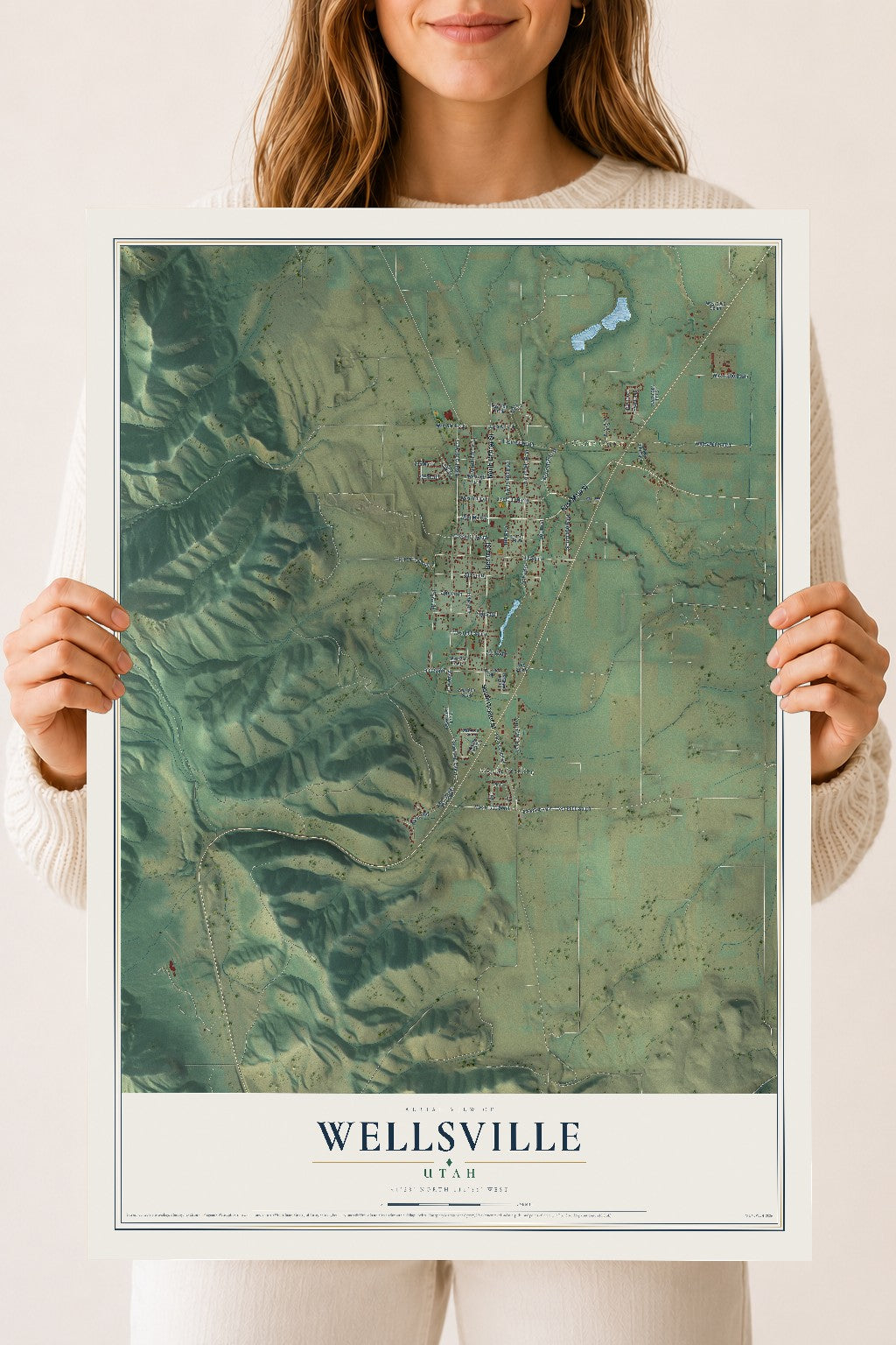 Map of Wellsville, Utah, 18 x 24 inch unframed archival matte print