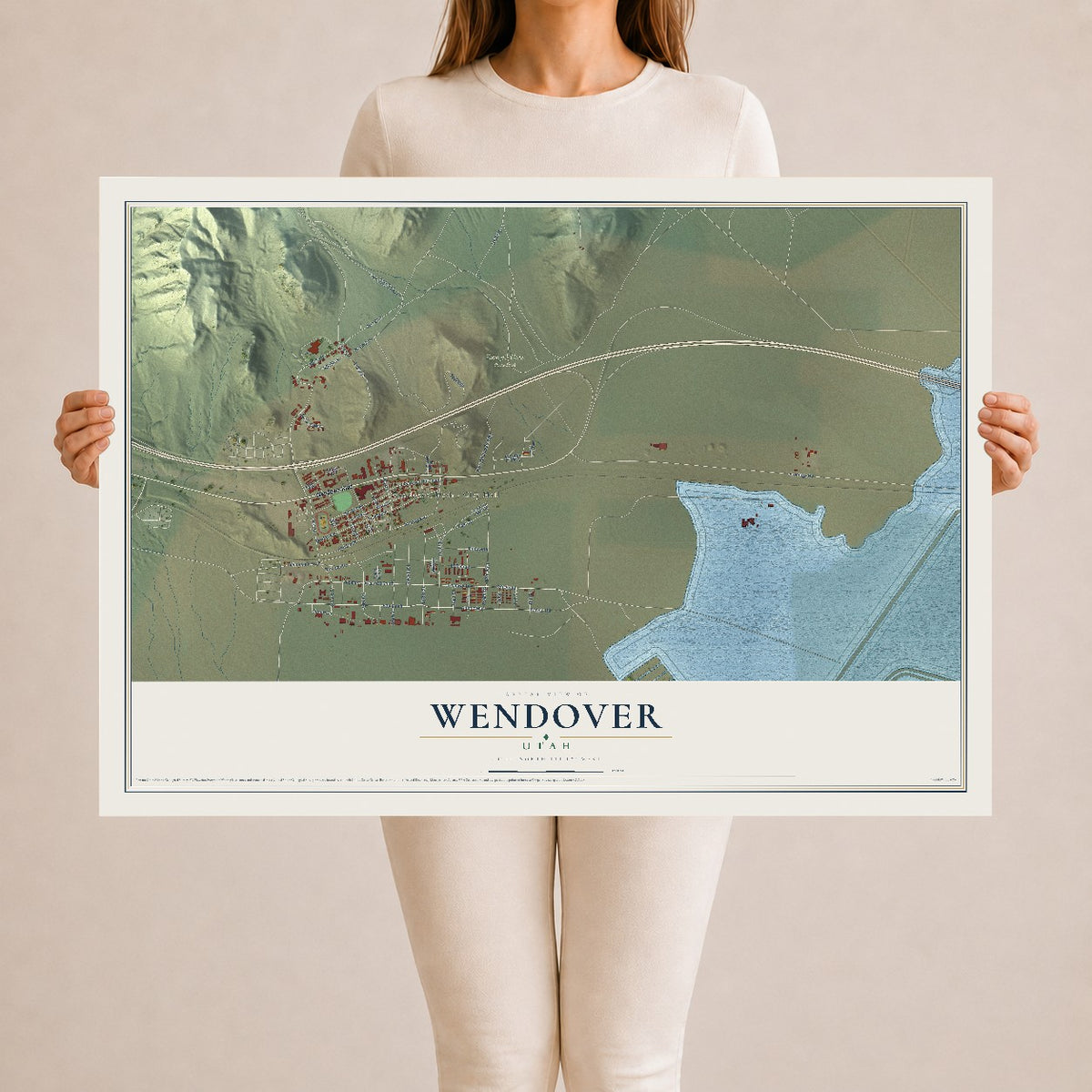 Map of Wendover, Utah, 24 x 36 inch unframed archival matte print