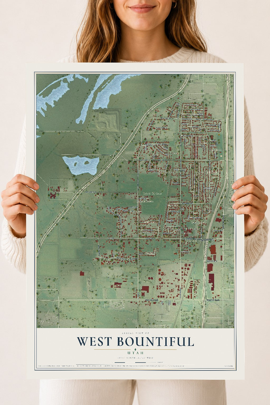 Map of West Bountiful, Utah, 18 x 24 inch unframed archival matte print
