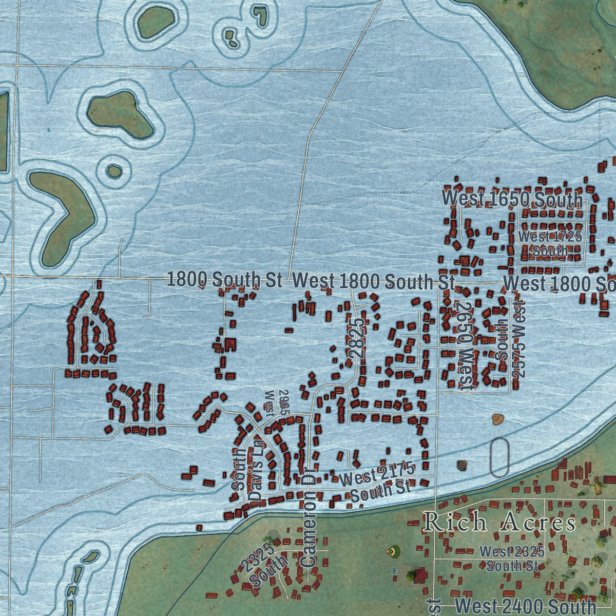 Second close-up of the map of West Haven, Utah print showing more streets and buildings