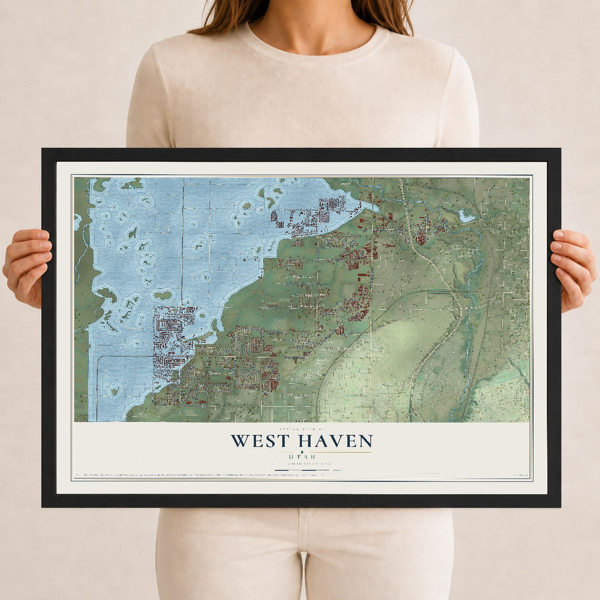 Map of West Haven, Utah, 12 x 18 inch print in a black wood frame