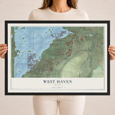 Map of West Haven, Utah, 18 x 24 inch print in a black wood frame