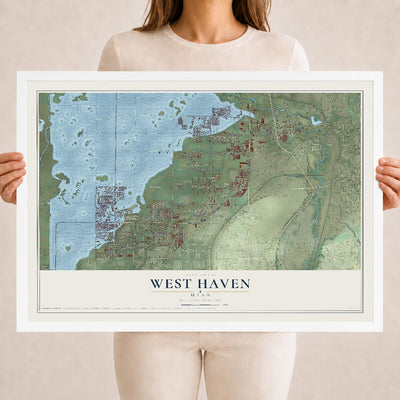 Map of West Haven, Utah, 18 x 24 inch print in a white wood frame
