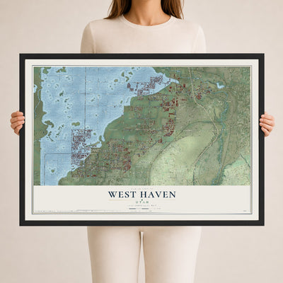 Map of West Haven, Utah, 24 x 36 inch print in a black wood frame