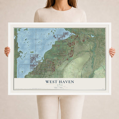 Map of West Haven, Utah, 24 x 36 inch print in a white wood frame