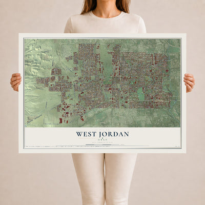 Map of West Jordan, Utah, 24 x 36 inch unframed archival matte print