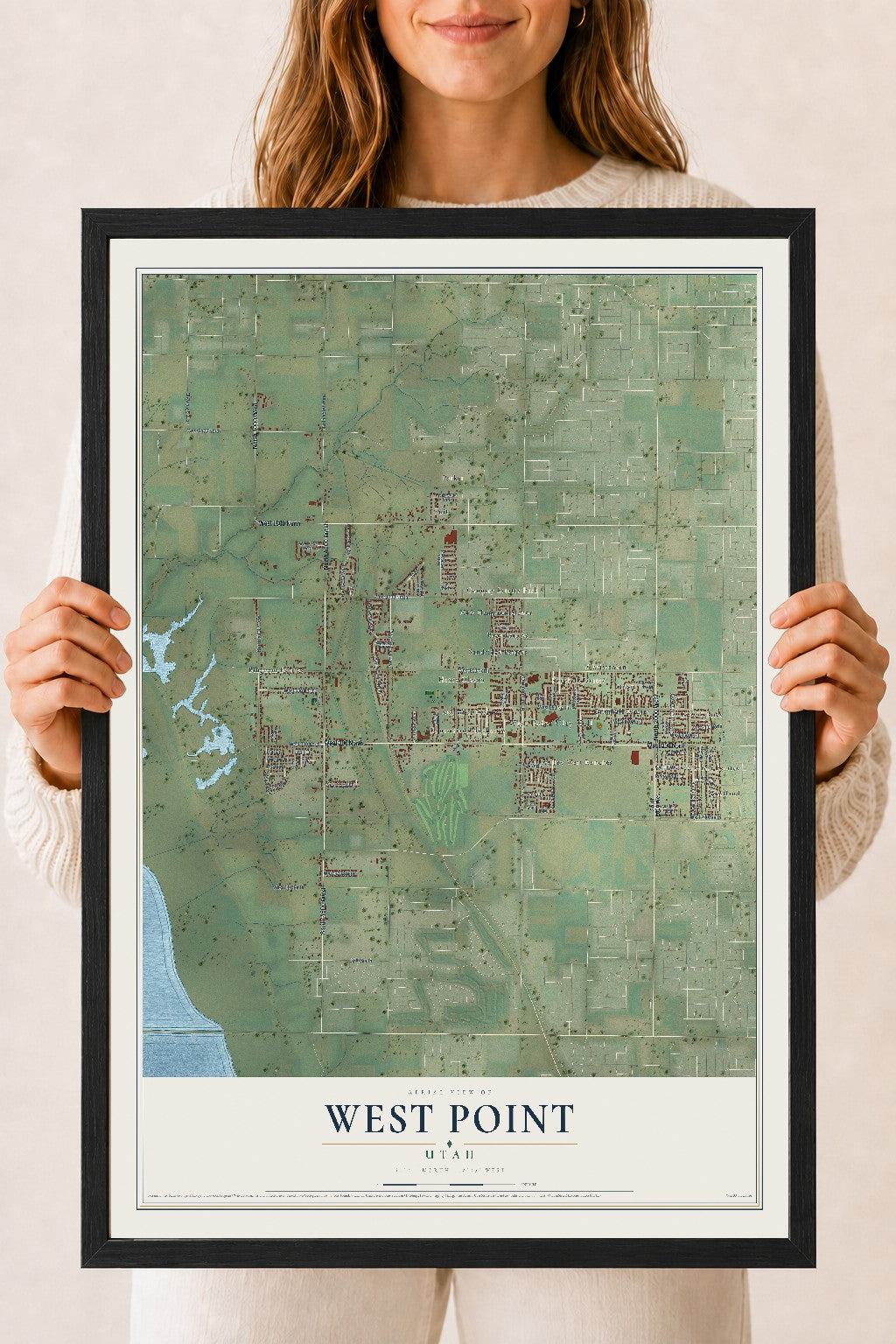 Map of West Point, Utah, 18 x 24 inch print in a black wood frame