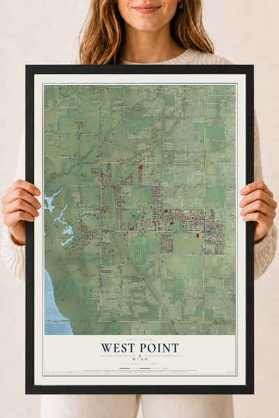 Map of West Point, Utah, 18 x 24 inch print in a black wood frame