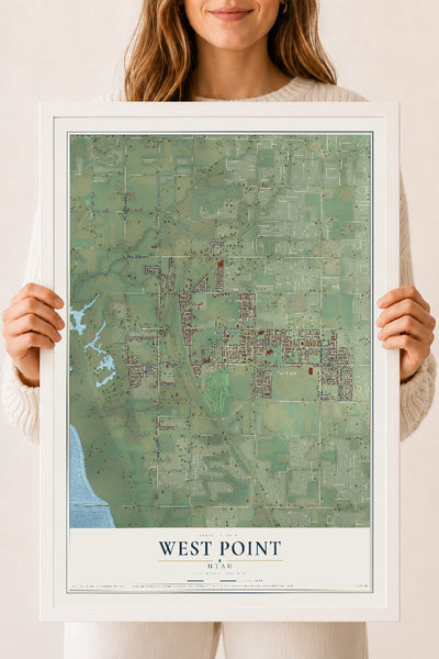Map of West Point, Utah, 18 x 24 inch print in a white wood frame