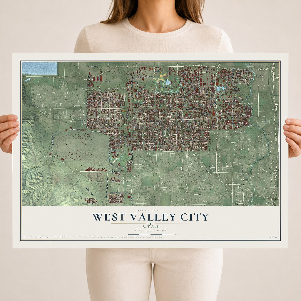 Map of West Valley City, Utah, 18 x 24 inch unframed archival matte print