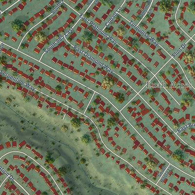 Second close-up of the map of White City, Utah print showing more streets and buildings