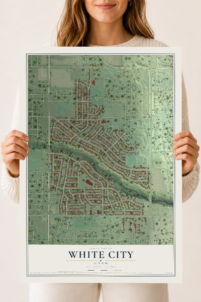 Map of White City, Utah, 18 x 24 inch unframed archival matte print