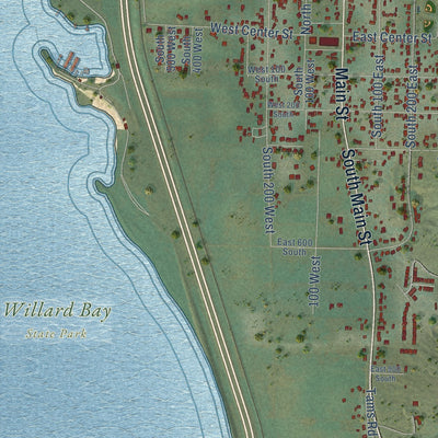 Second close-up of the map of Willard, Utah print showing more streets and buildings