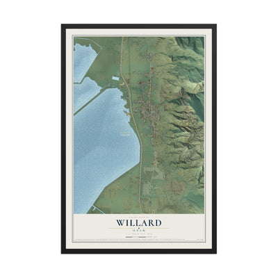 Map of Willard, Utah, 12 x 18 inch print in a black wood frame