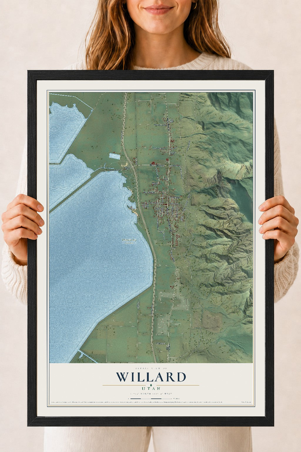 Map of Willard, Utah, 18 x 24 inch print in a black wood frame
