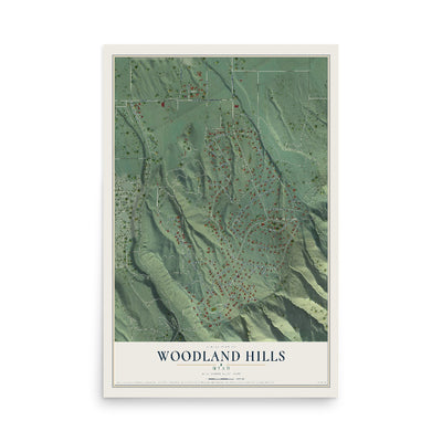 Map of Woodland Hills, Utah, 12 x 18 inch unframed archival matte print