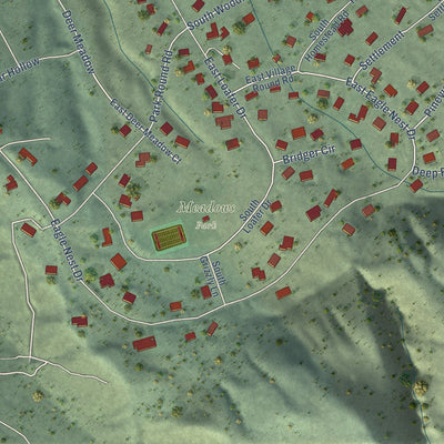 Close-up of the map of Woodland Hills, Utah print showing street and building detail
