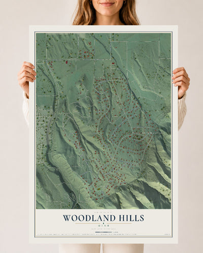 Map of Woodland Hills, Utah, 24 x 36 inch unframed archival matte print
