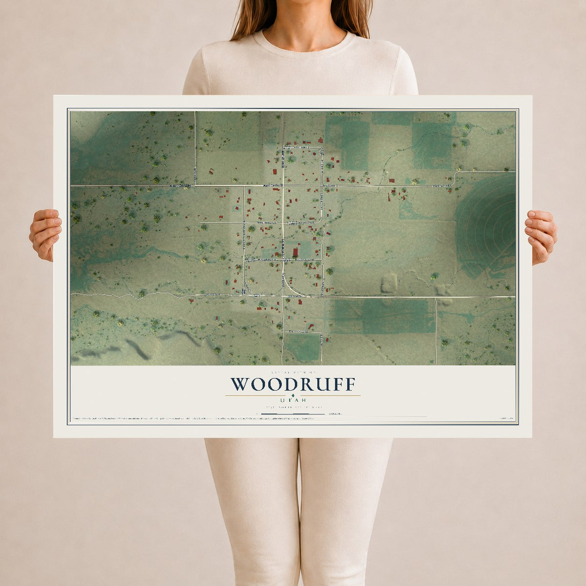 Map of Woodruff, Utah, 24 x 36 inch unframed archival matte print