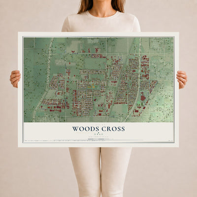 Map of Woods Cross, Utah, 24 x 36 inch unframed archival matte print