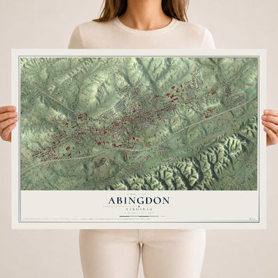 Map of Abingdon, Virginia, 18 x 24 inch unframed archival matte print