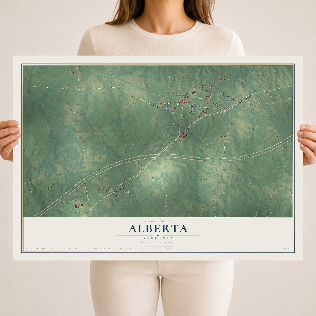 Map of Alberta, Virginia, 18 x 24 inch unframed archival matte print