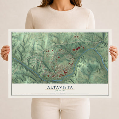 Map of Altavista, Virginia, 12 x 18 inch unframed archival matte print