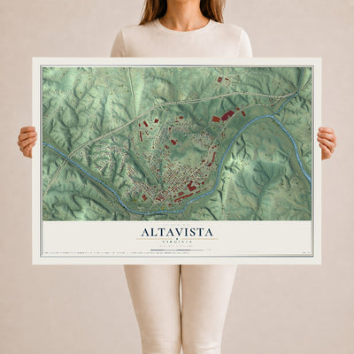 Map of Altavista, Virginia, 24 x 36 inch unframed archival matte print