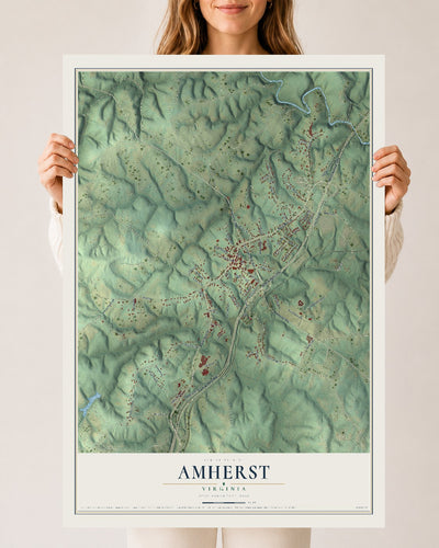 Map of Amherst, Virginia, 24 x 36 inch unframed archival matte print