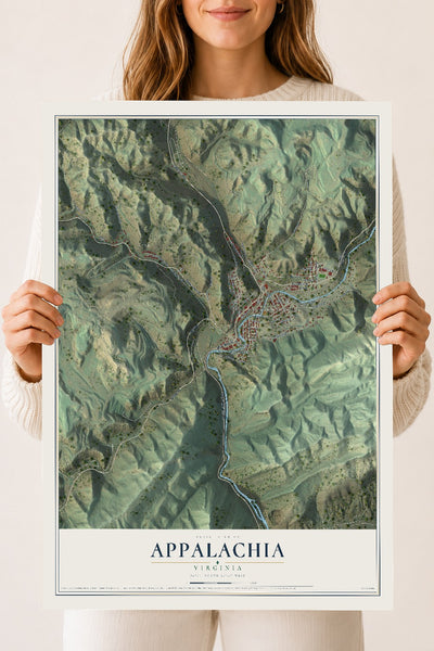 Map of Appalachia, Virginia, 18 x 24 inch unframed archival matte print