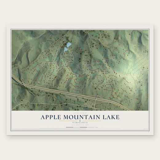 Apple Mountain Lake, Virginia map print, the full design
