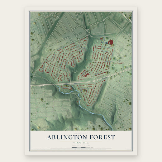 Arlington Forest, Virginia map print, the full design