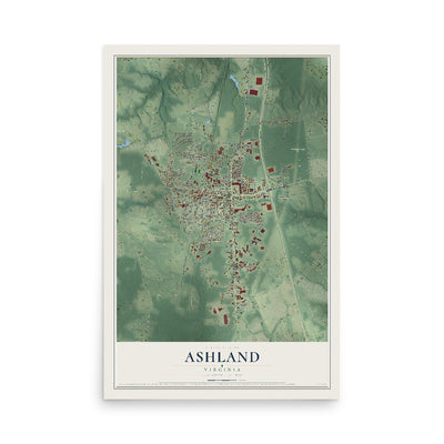 Map of Ashland, Virginia, 12 x 18 inch unframed archival matte print
