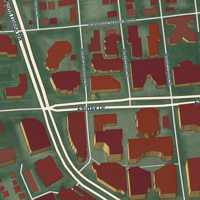 Close-up of the map of Ballston, Virginia print showing street and building detail