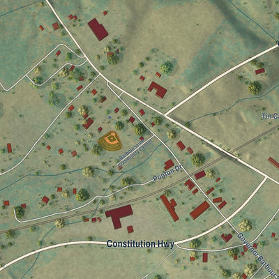 Close-up of the map of Barboursville, Virginia print showing street and building detail