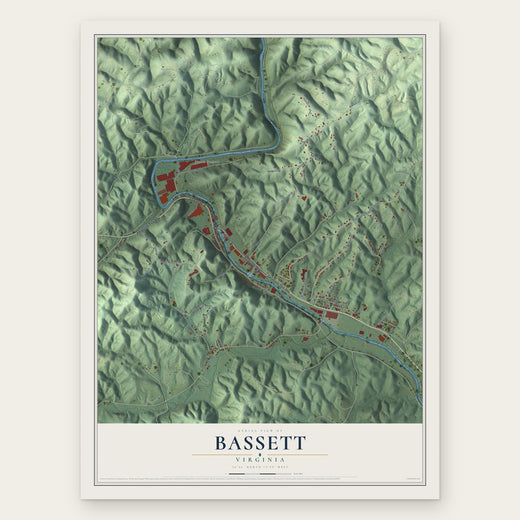 Bassett, Virginia map print, the full design