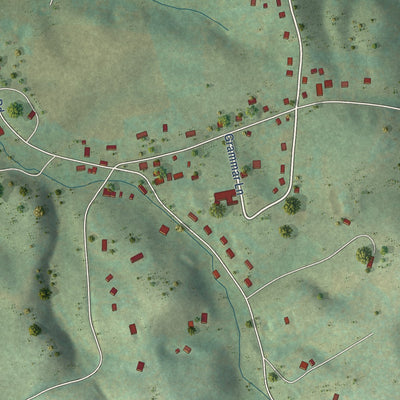 Close-up of the map of Baywood, Virginia print showing street and building detail